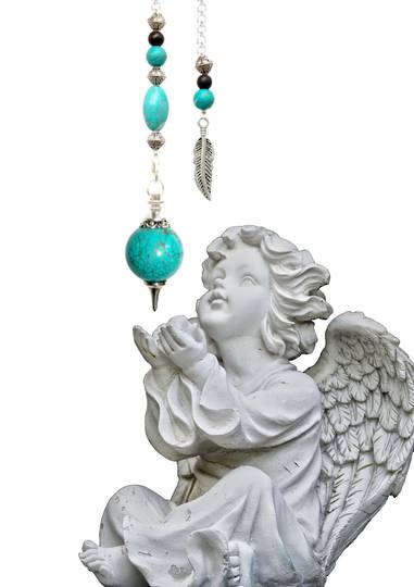 Pendulum Turquoise Howlite Ball with Feather image 0